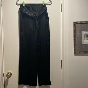 Ann Taylor Black Silky Detachable Beaded Belt  Dressy Pants